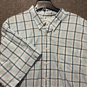 Saddlebred shirt mens 4X green blue white plaid button up lightweight comfort